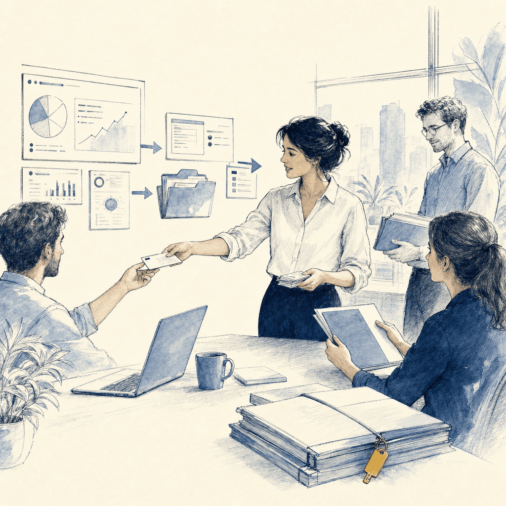 Hand-drawn illustration of operating context moving beyond one central person
