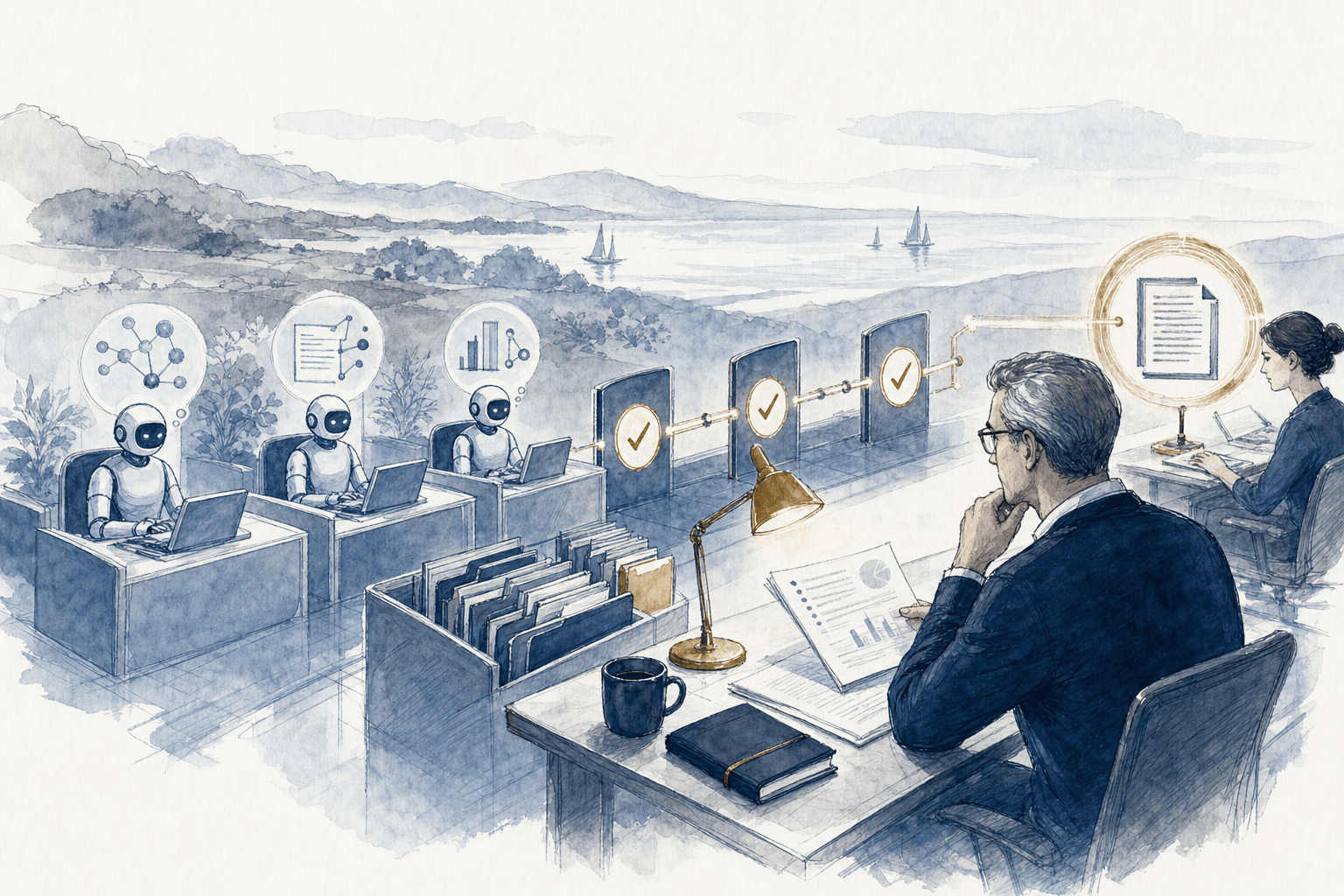 Hand-drawn contextual AI agents connected to documents and approval rules