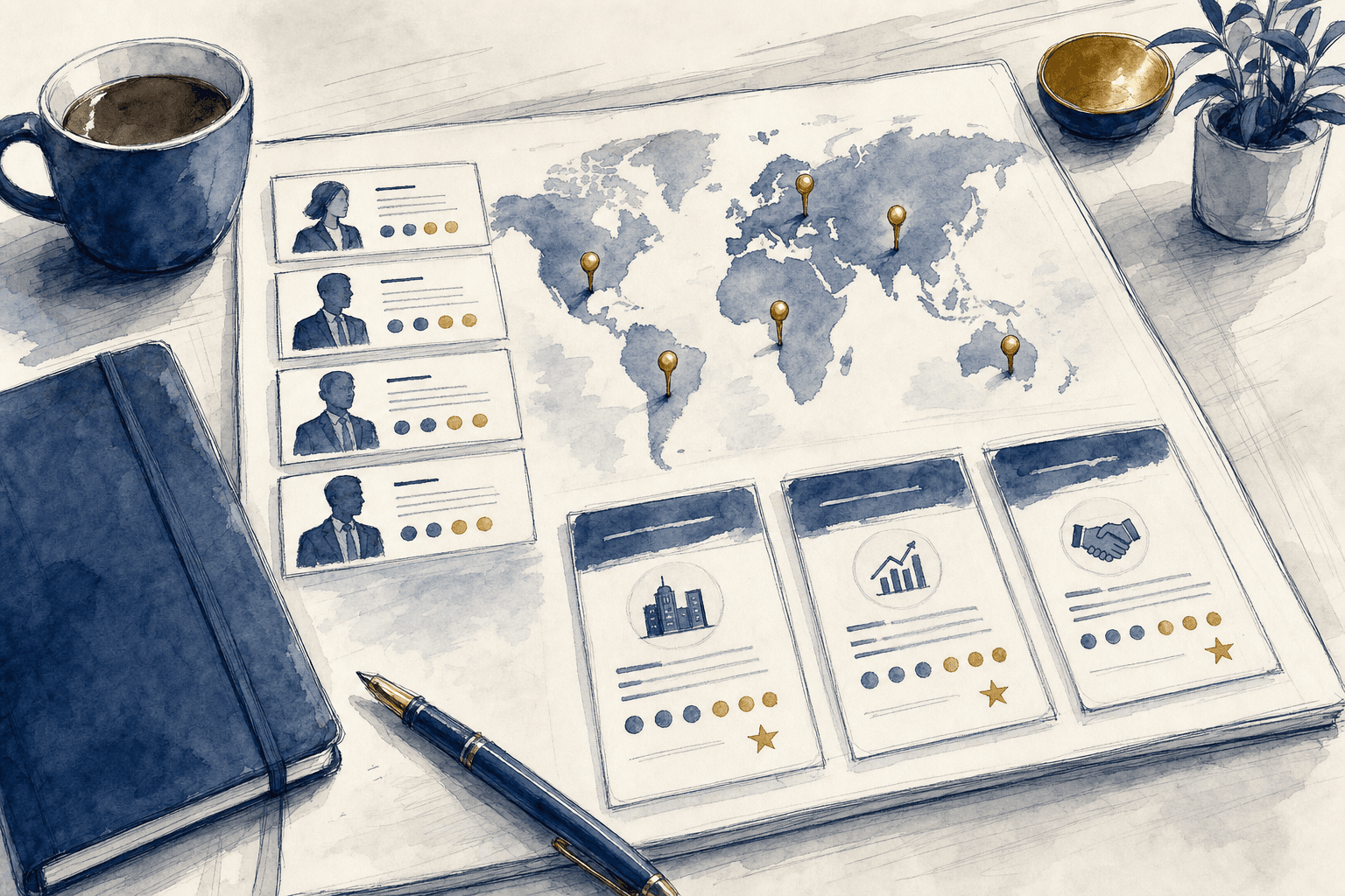 Hand-drawn illustration of ideal customer profile segments and fit signals