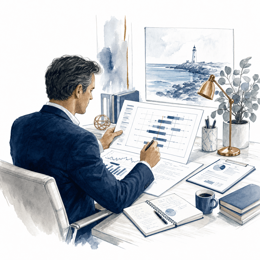 Hand-drawn valuation analysis workspace with benchmark ranges and model outputs