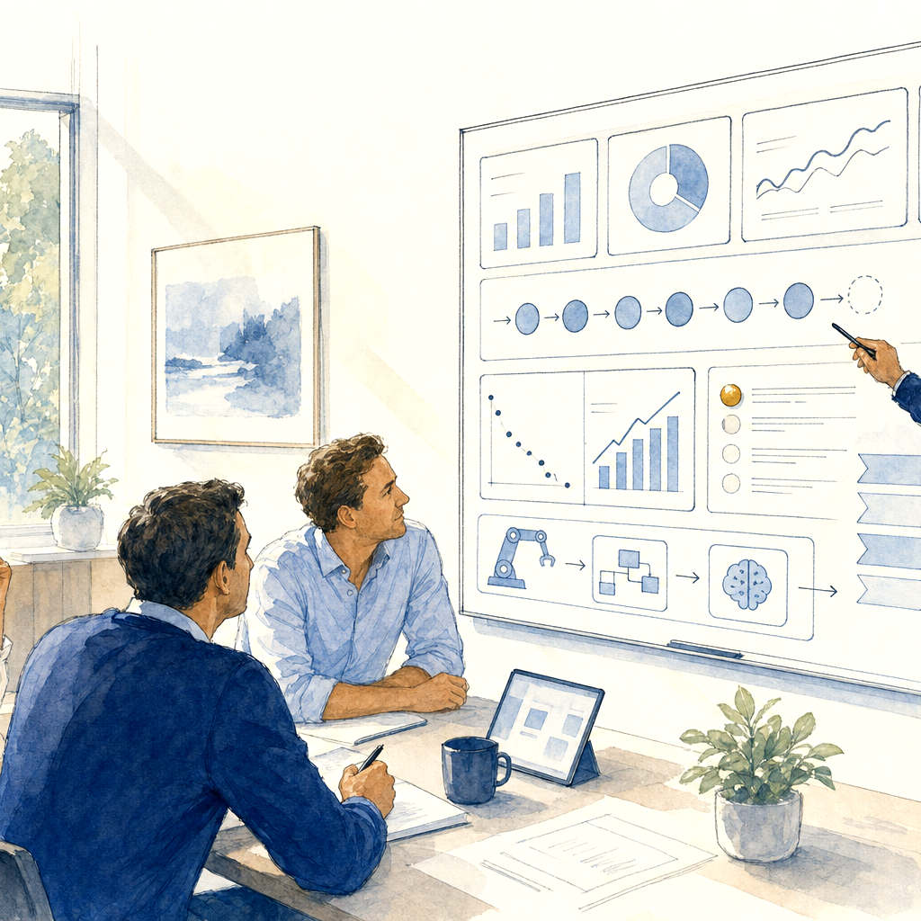 Hand-drawn illustration of an investor portfolio and a market thesis map