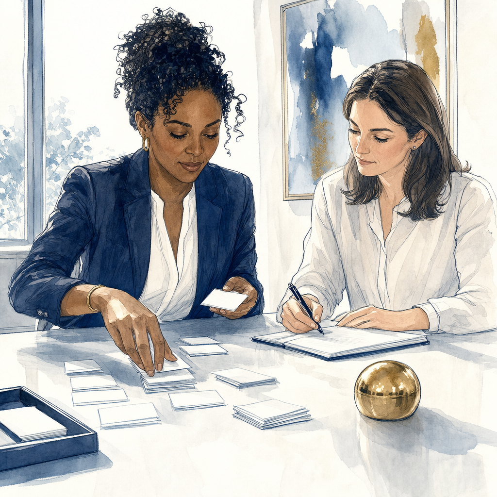 Hand-drawn lead qualification workflow connecting demand generation, fit scoring, and follow-up