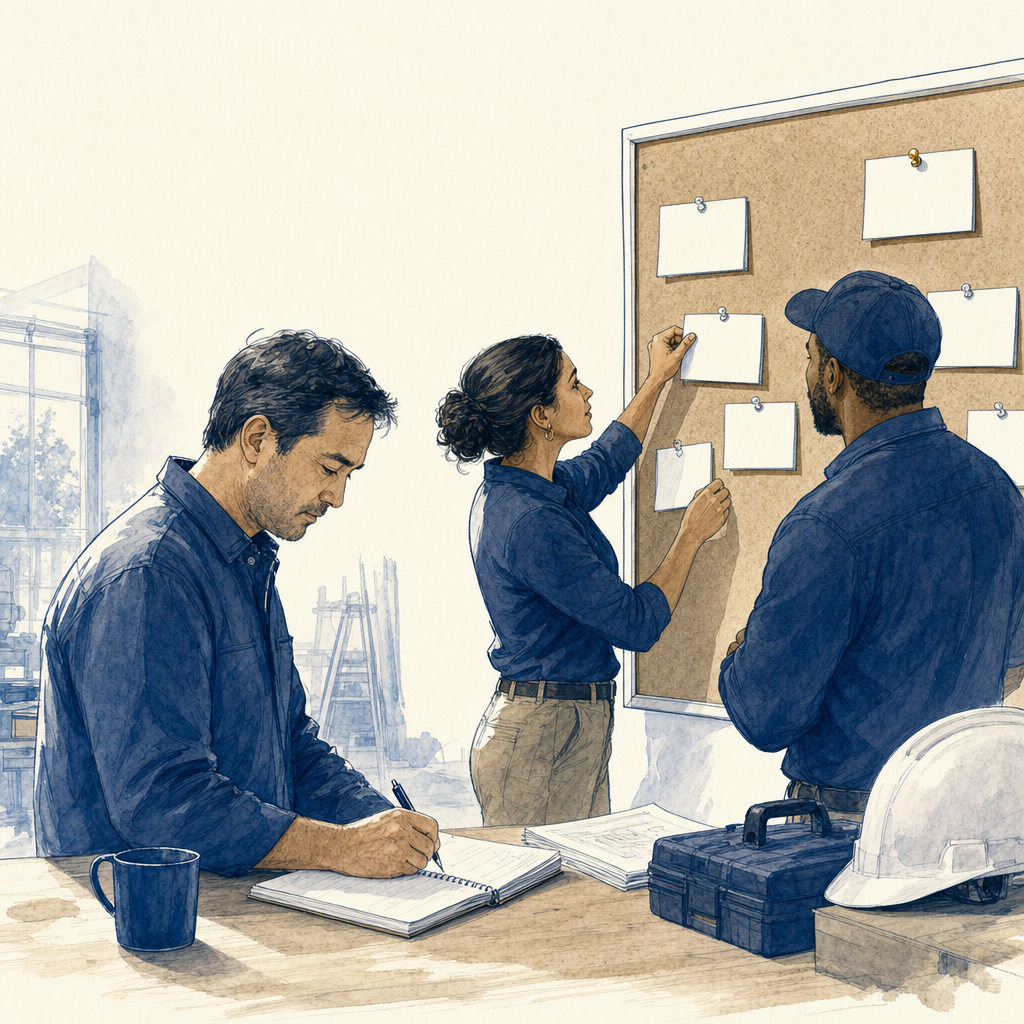Hand-drawn service business growth pipeline connecting market intelligence, outreach, qualification, and follow-up