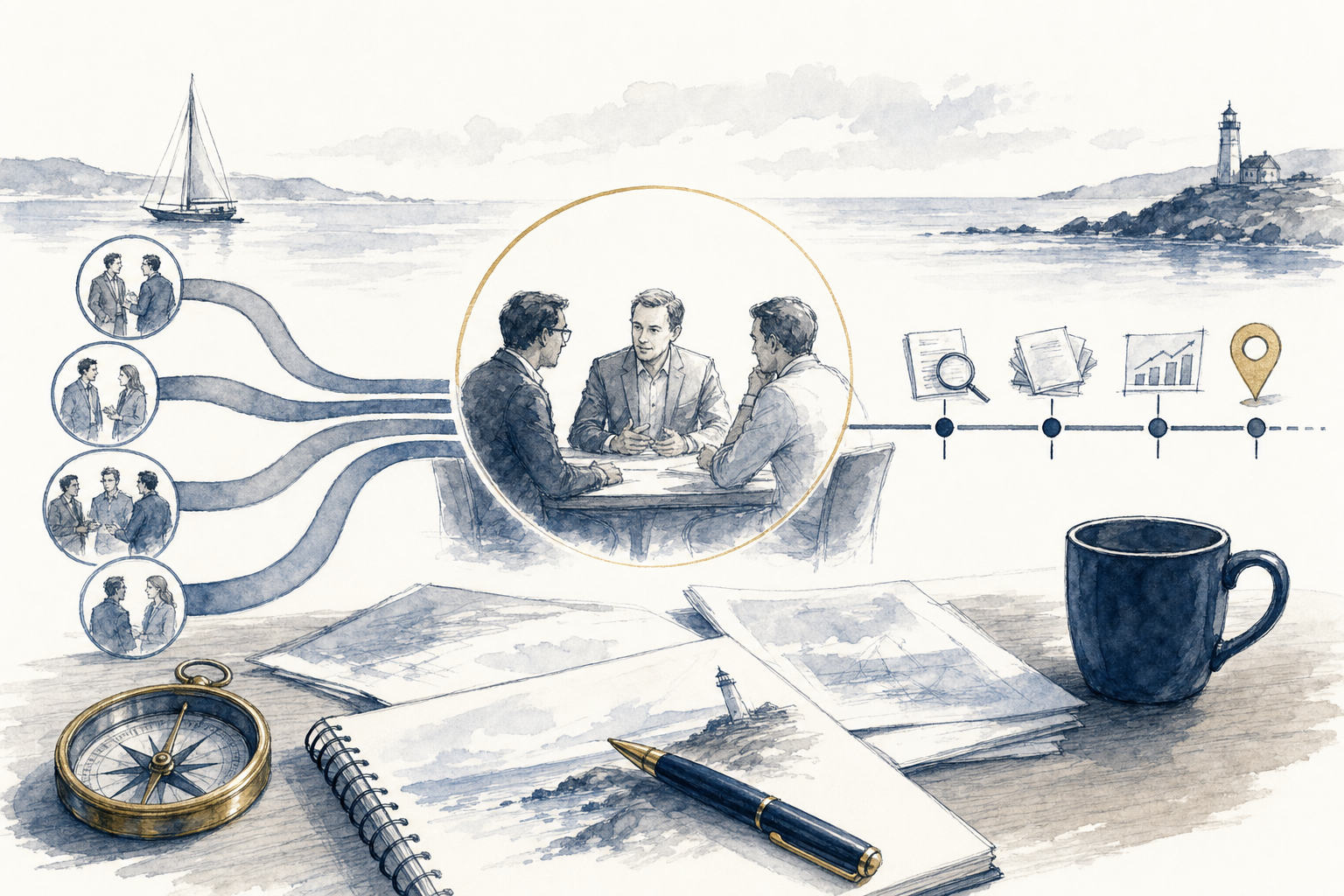 Hand-drawn closing and Day 1 readiness process